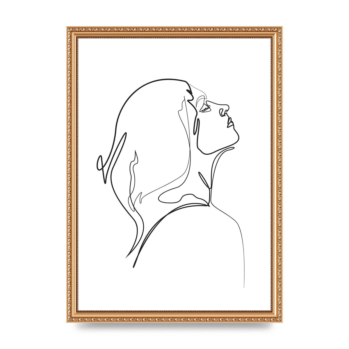 Woman Line Drawing White Printed Poster - A3 framed