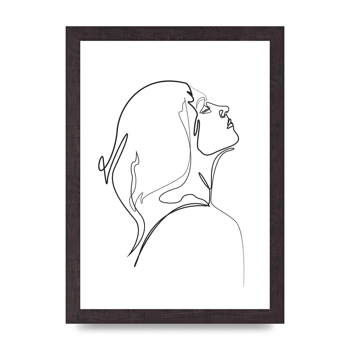 Woman Line Drawing White Printed Poster - A4 framed