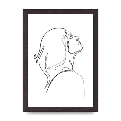 Woman Line Drawing White Printed Poster - A4 framed
