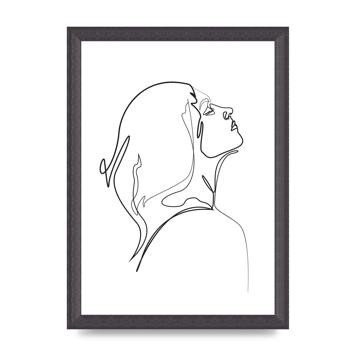 Woman Line Drawing White Printed Poster - A4 framed