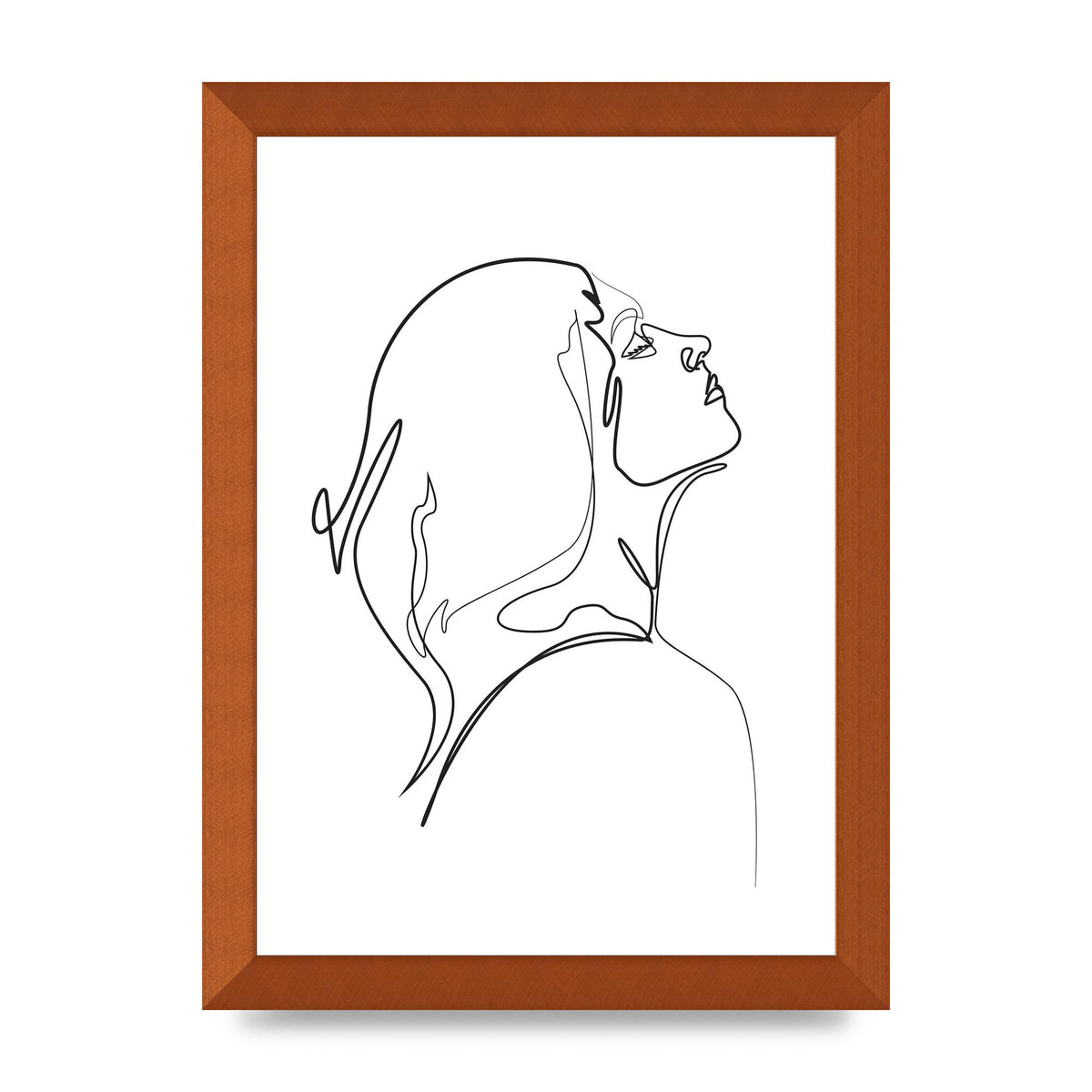 Woman Line Drawing White Printed Poster - A4 framed