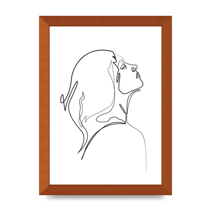 Woman Line Drawing White Printed Poster - A4 framed