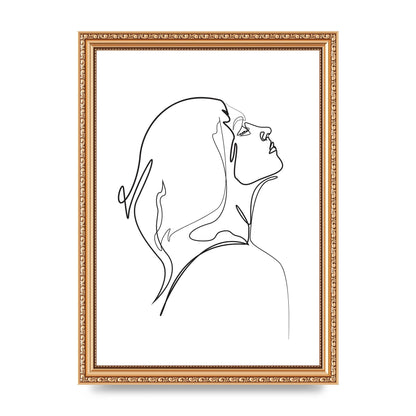 Woman Line Drawing White Printed Poster - A4 framed
