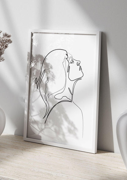 Woman Line Drawing White Printed Poster - living room 2