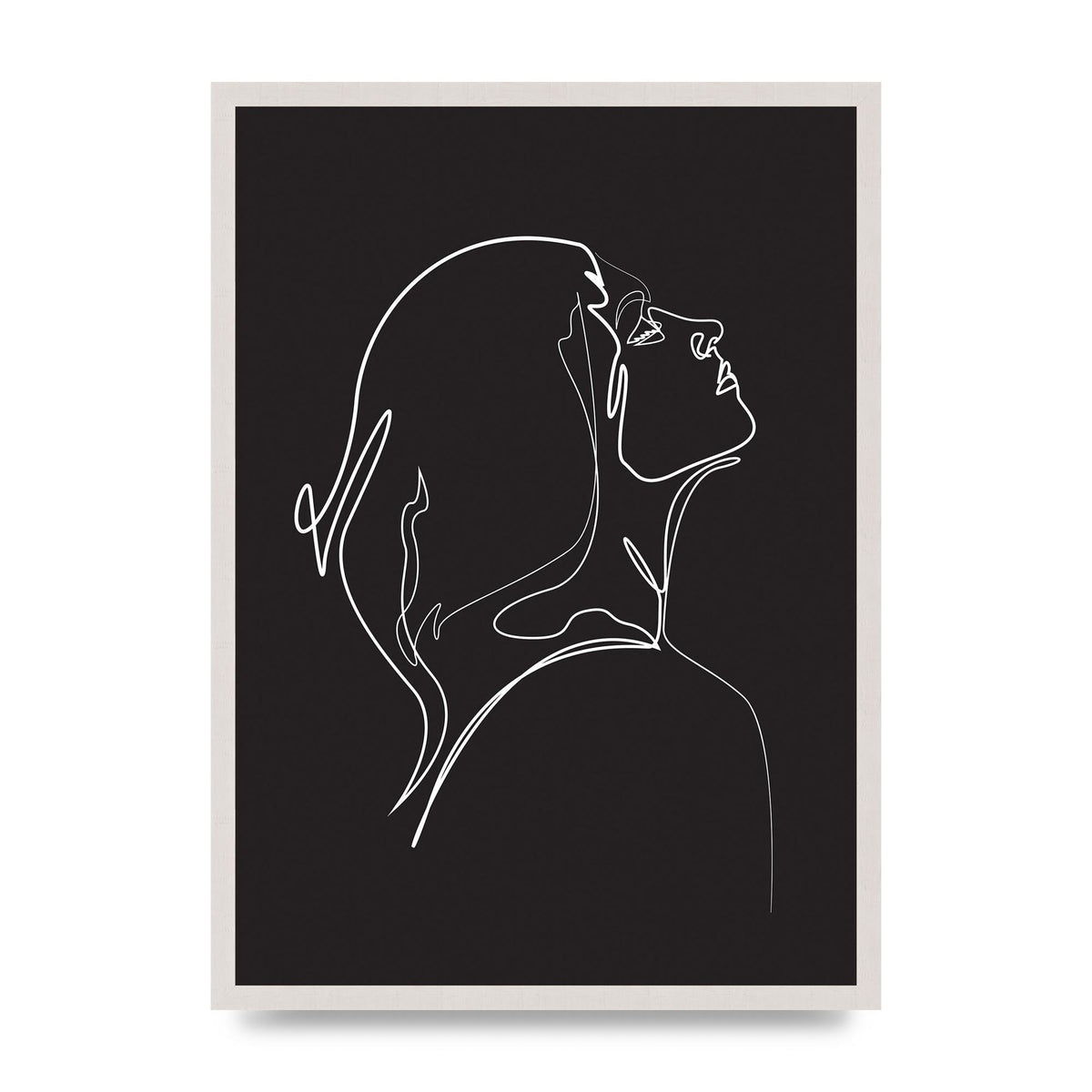 Woman Line Drawing Black Wall Art - A2 framed