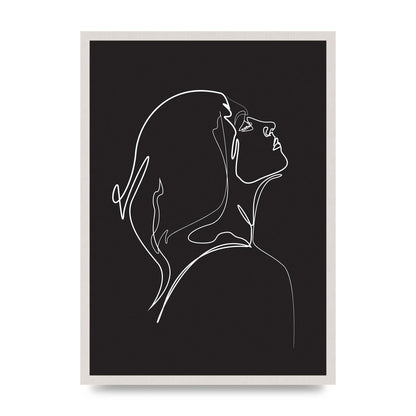 Woman Line Drawing Black Wall Art - A2 framed
