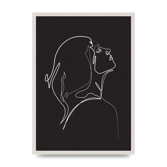Woman Line Drawing Black Wall Art - A2 framed