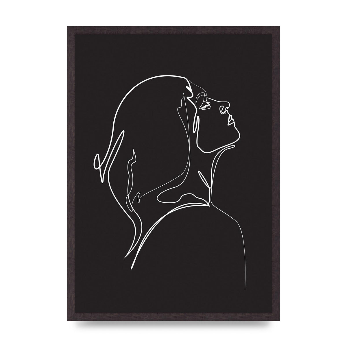 Woman Line Drawing Black Wall Art - A2 framed