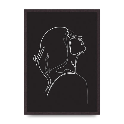 Woman Line Drawing Black Wall Art - A2 framed