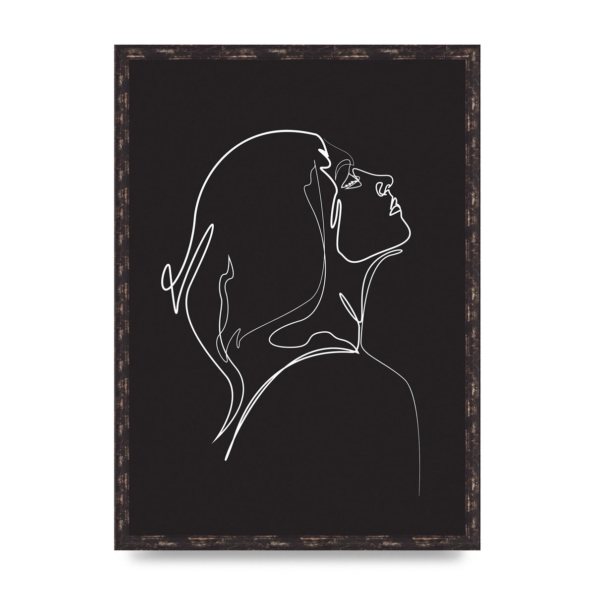 Woman Line Drawing Black Wall Art - A2 framed