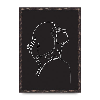 Woman Line Drawing Black Wall Art - A2 framed