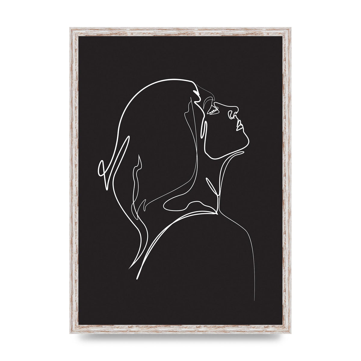 Woman Line Drawing Black Wall Art - A2 framed