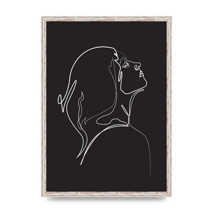 Woman Line Drawing Black Wall Art - A2 framed