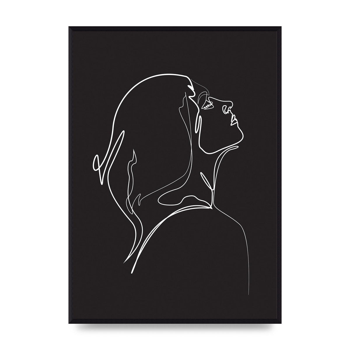 Woman Line Drawing Black Wall Art - A2 framed
