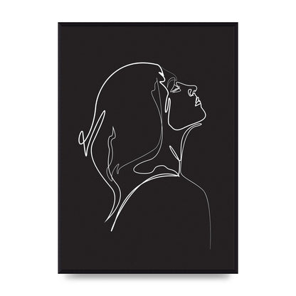 Woman Line Drawing Black Wall Art - A2 framed
