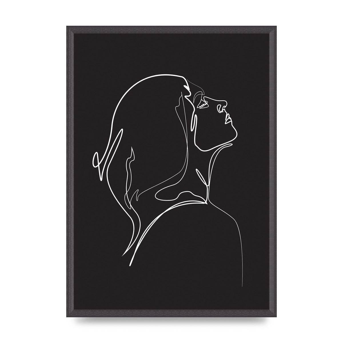 Woman Line Drawing Black Wall Art - A2 framed