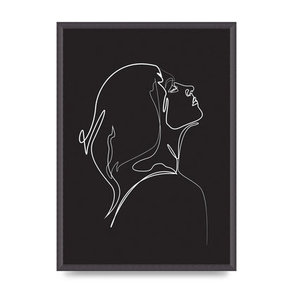 Woman Line Drawing Black Wall Art - A2 framed