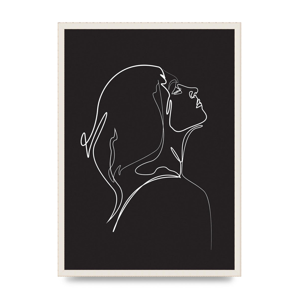 Woman Line Drawing Black Wall Art - A2 framed