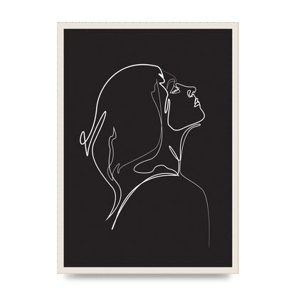 Woman Line Drawing Black Wall Art - A2 framed