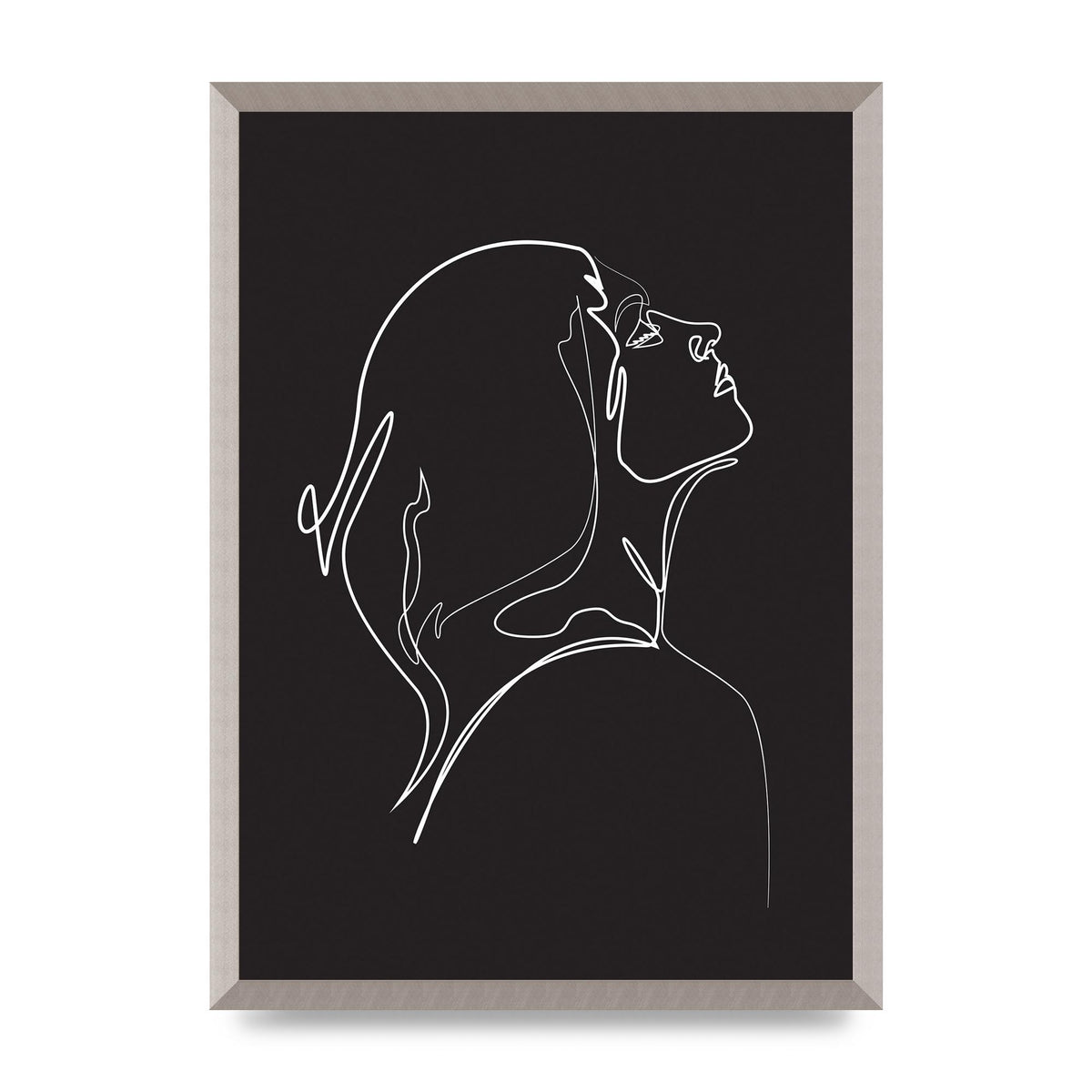 Woman Line Drawing Black Wall Art - A2 framed