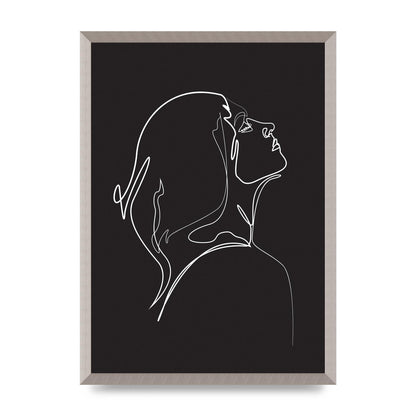 Woman Line Drawing Black Wall Art - A2 framed