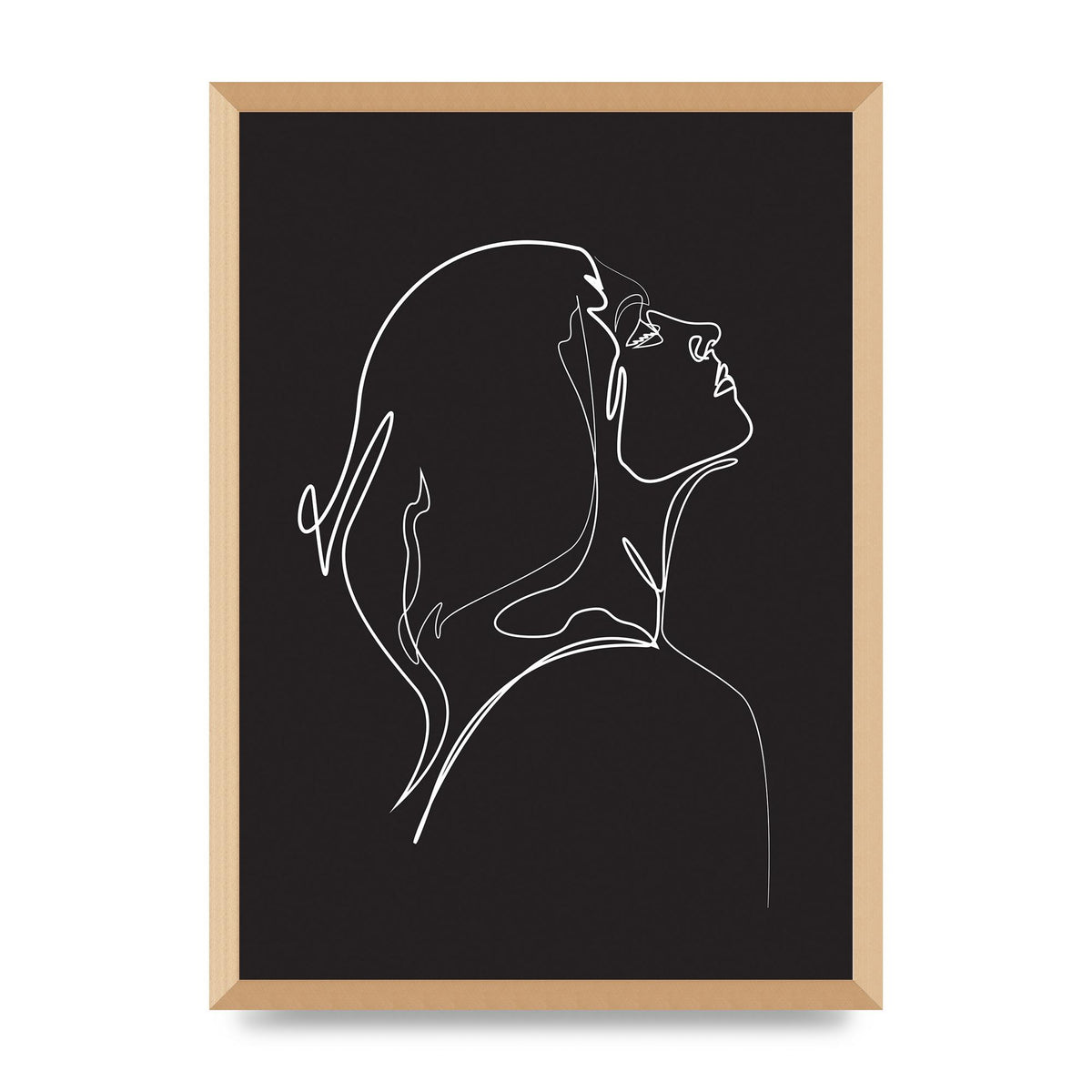 Woman Line Drawing Black Wall Art - A2 framed