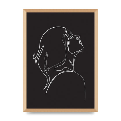 Woman Line Drawing Black Wall Art - A2 framed