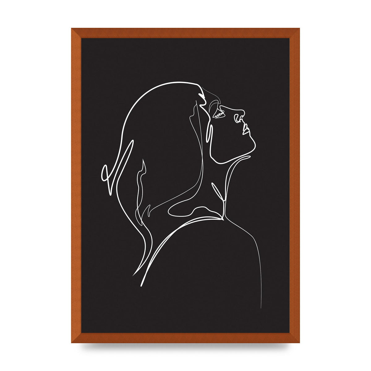 Woman Line Drawing Black Wall Art - A2 framed
