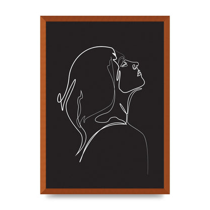 Woman Line Drawing Black Wall Art - A2 framed