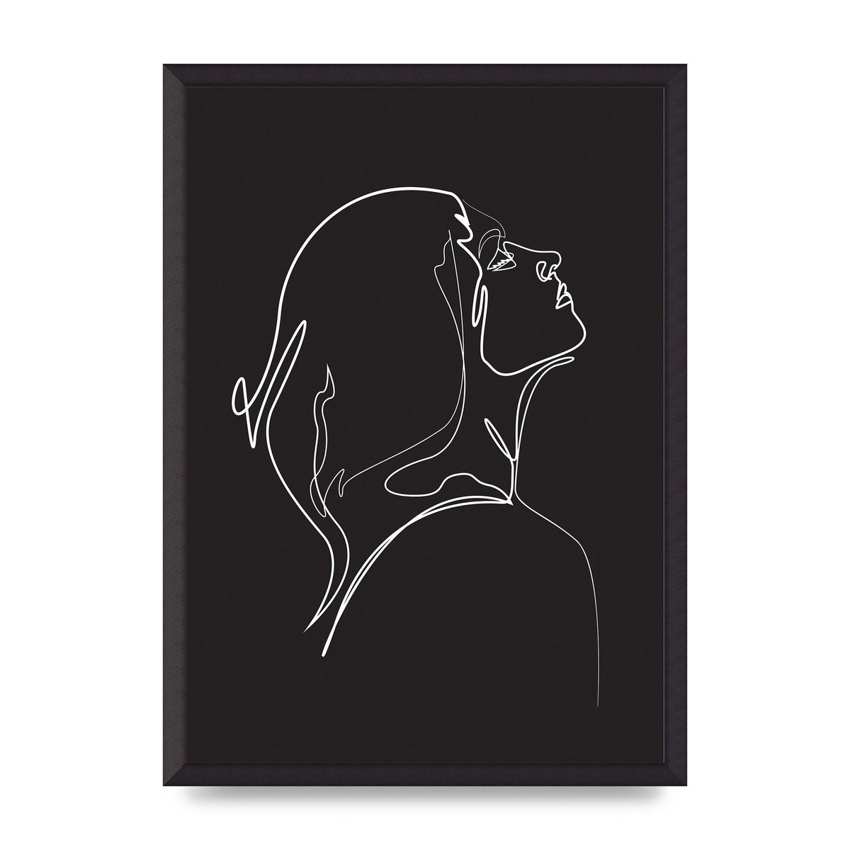 Woman Line Drawing Black Wall Art - A2 framed