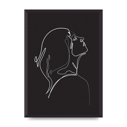 Woman Line Drawing Black Wall Art - A2 framed