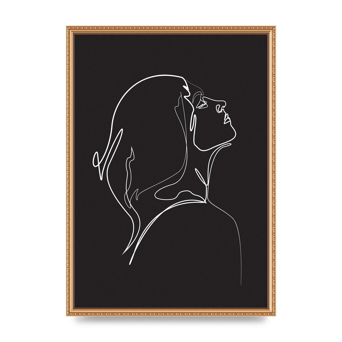 Woman Line Drawing Black Wall Art - A2 framed