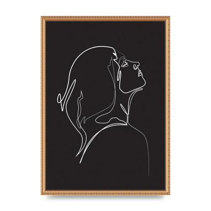 Woman Line Drawing Black Wall Art - A2 framed