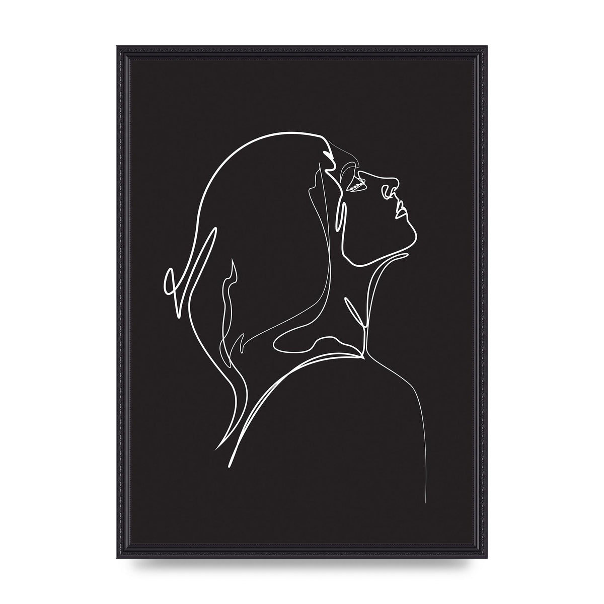 Woman Line Drawing Black Wall Art - A2 framed
