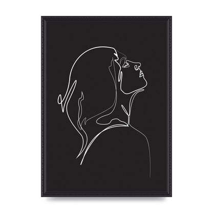 Woman Line Drawing Black Wall Art - A2 framed