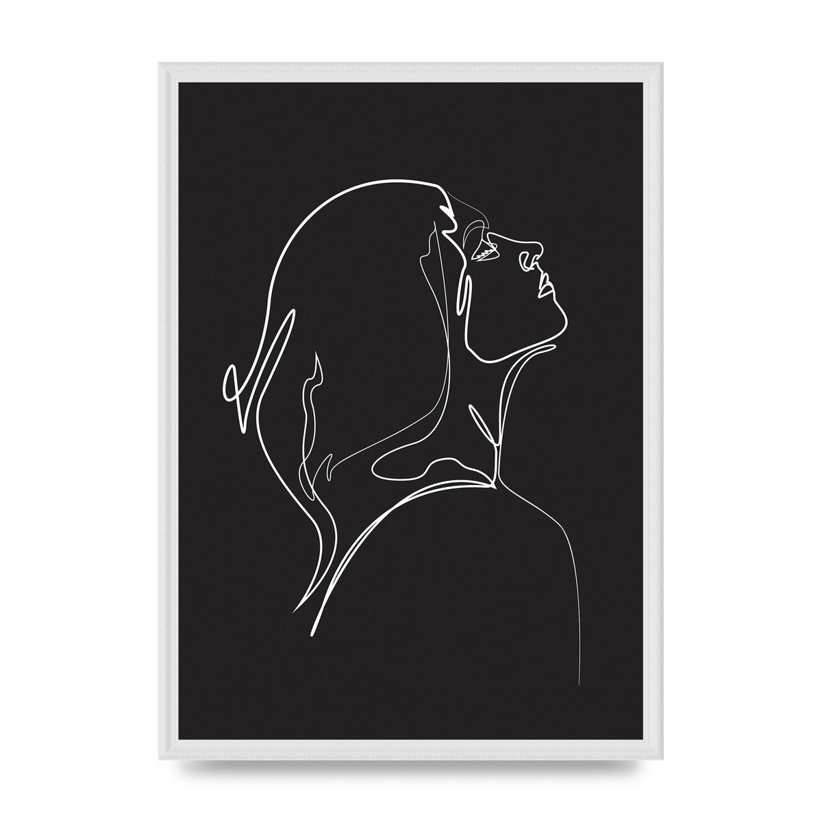 Woman Line Drawing Black Wall Art - A2 framed