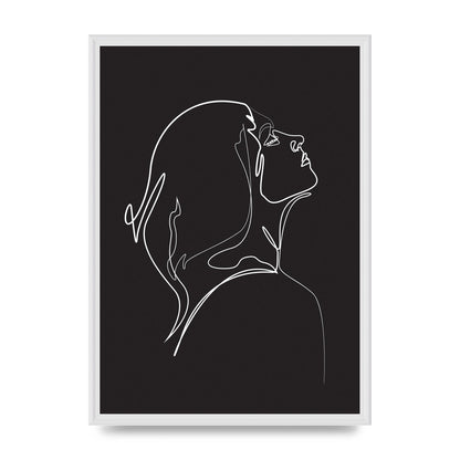 Woman Line Drawing Black Wall Art - A2 framed