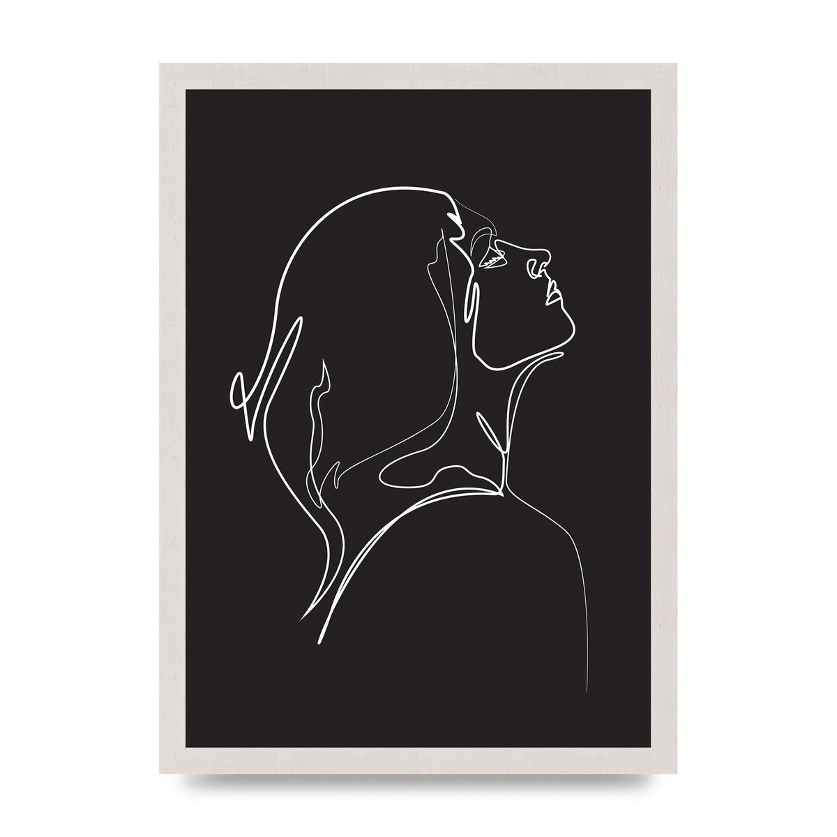 Woman Line Drawing Black Wall Art - A3 framed
