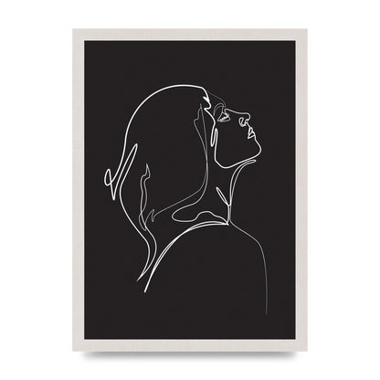 Woman Line Drawing Black Wall Art - A3 framed