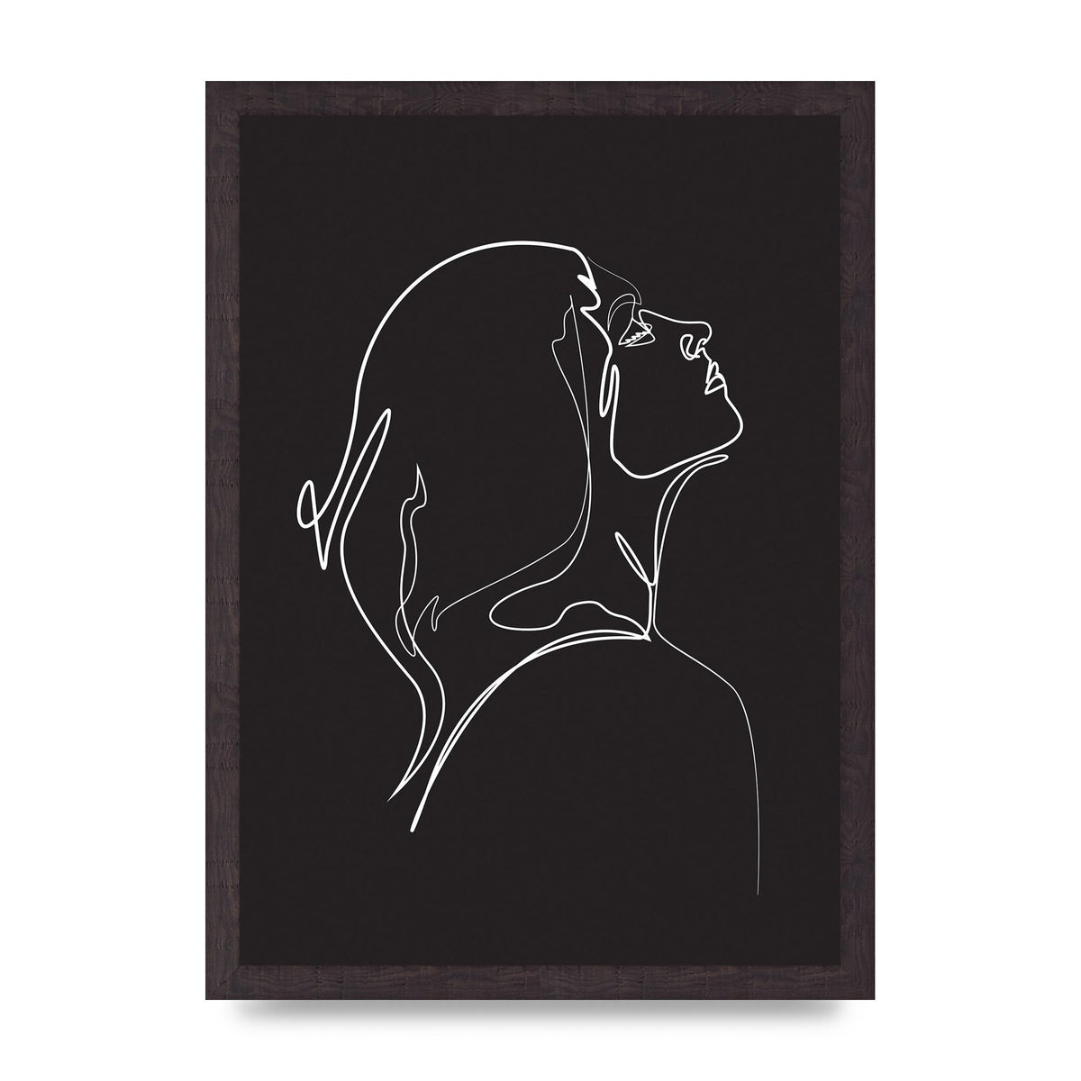 Woman Line Drawing Black Wall Art - A3 framed