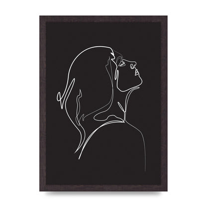 Woman Line Drawing Black Wall Art - A3 framed