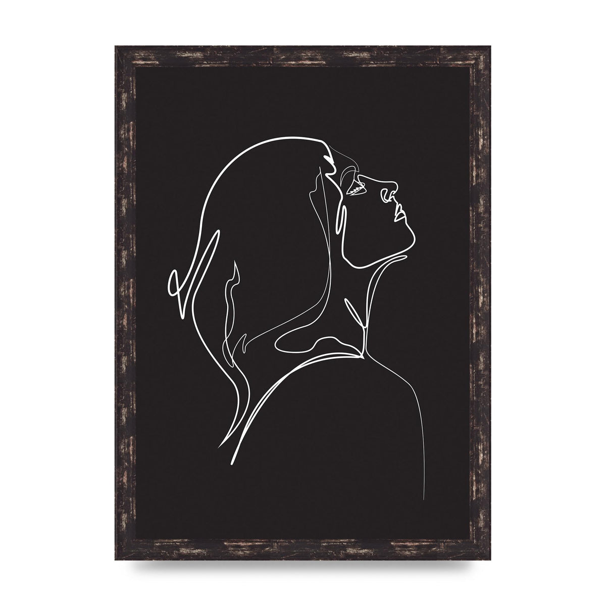 Woman Line Drawing Black Wall Art - A3 framed