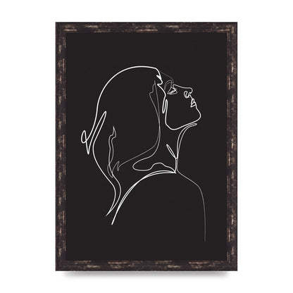 Woman Line Drawing Black Wall Art - A3 framed
