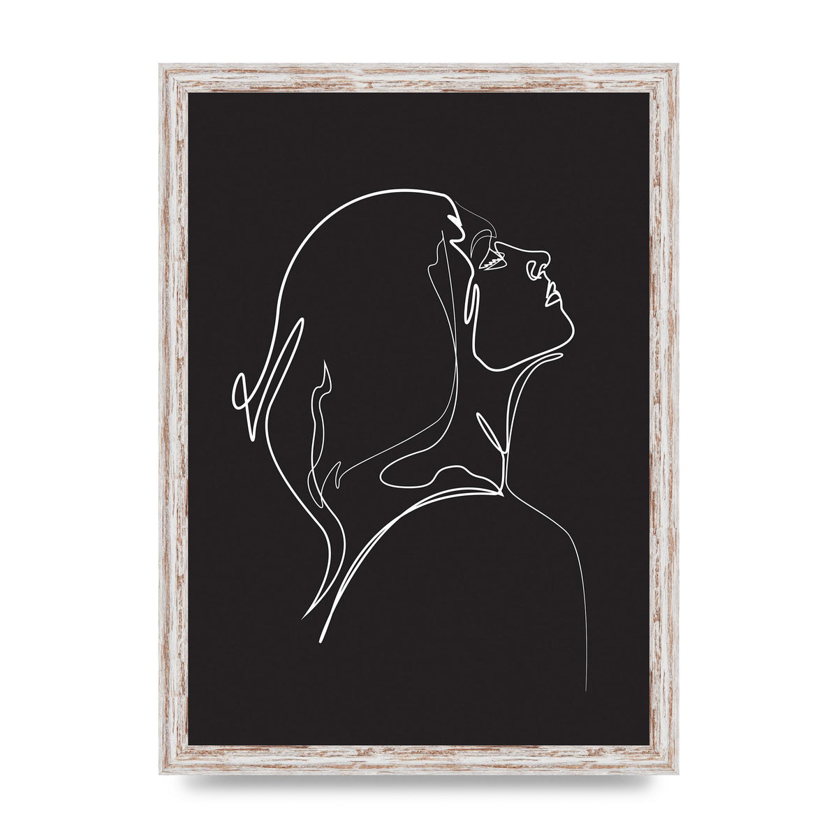 Woman Line Drawing Black Wall Art - A3 framed