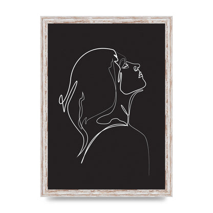 Woman Line Drawing Black Wall Art - A3 framed