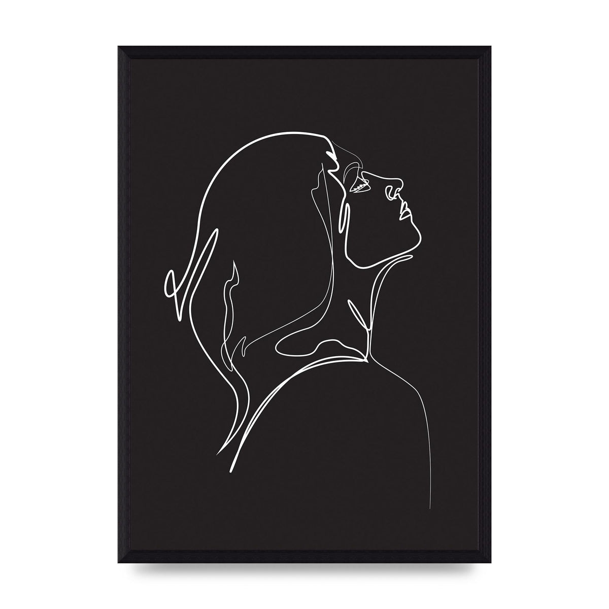Woman Line Drawing Black Wall Art - A3 framed