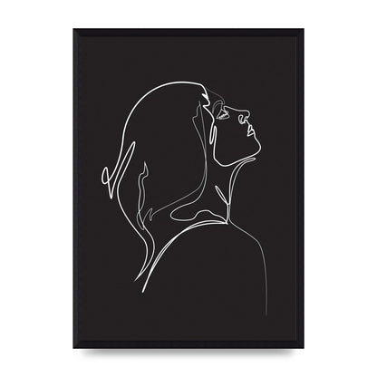 Woman Line Drawing Black Wall Art - A3 framed