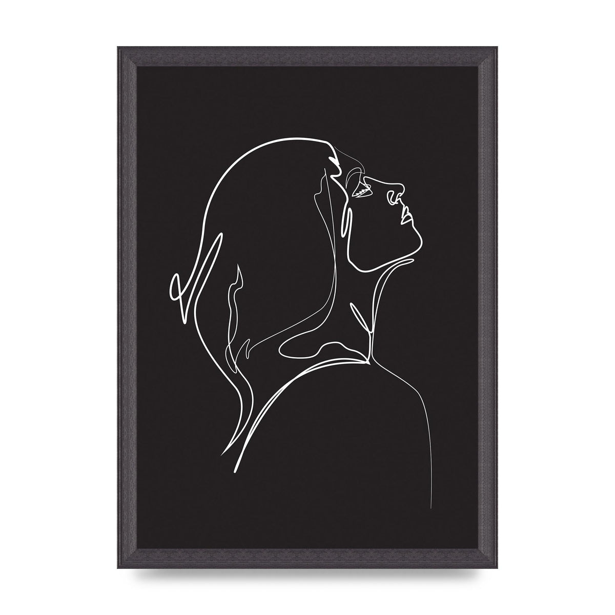 Woman Line Drawing Black Wall Art - A3 framed