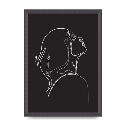 Woman Line Drawing Black Wall Art - A3 framed