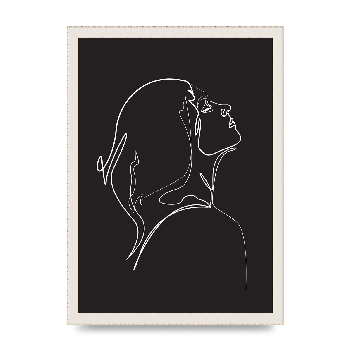 Woman Line Drawing Black Wall Art - A3 framed